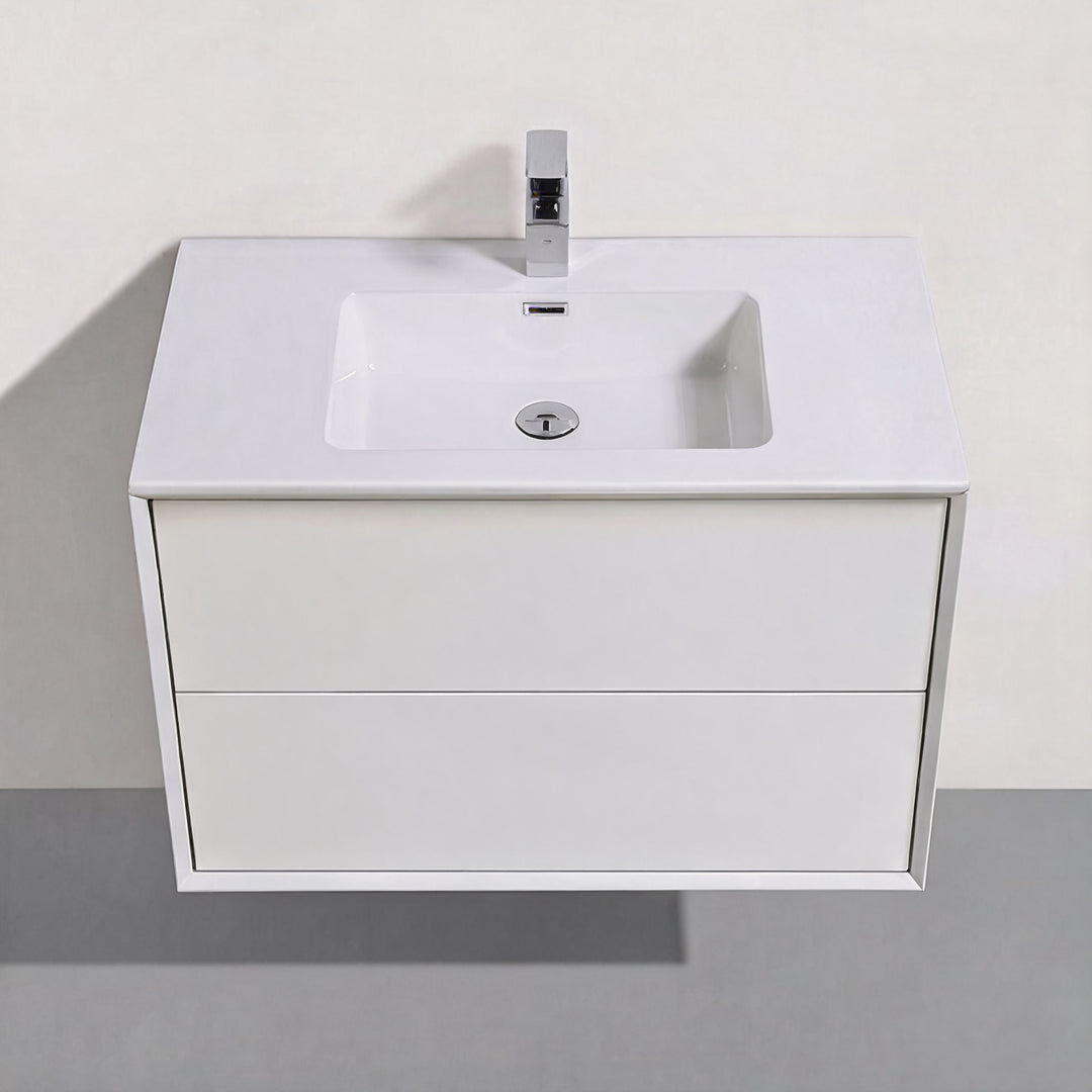 BAI Monza 36-inch Floating Bathroom Vanity with Gloss White Sink