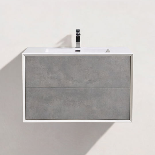 BAI Monza 36-inch Floating Bathroom Vanity with Gloss White Sink