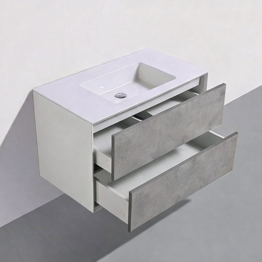 BAI Monza 36-inch Floating Bathroom Vanity with Gloss White Sink