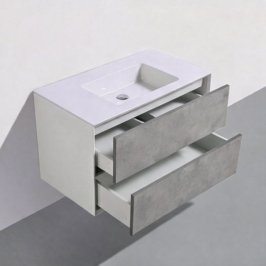 BAI Monza 36-inch Floating Bathroom Vanity with Gloss White Sink