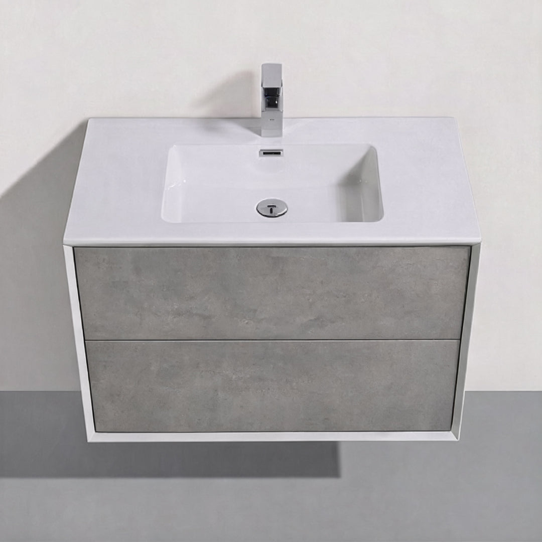 BAI Monza 36-inch Floating Bathroom Vanity with Gloss White Sink