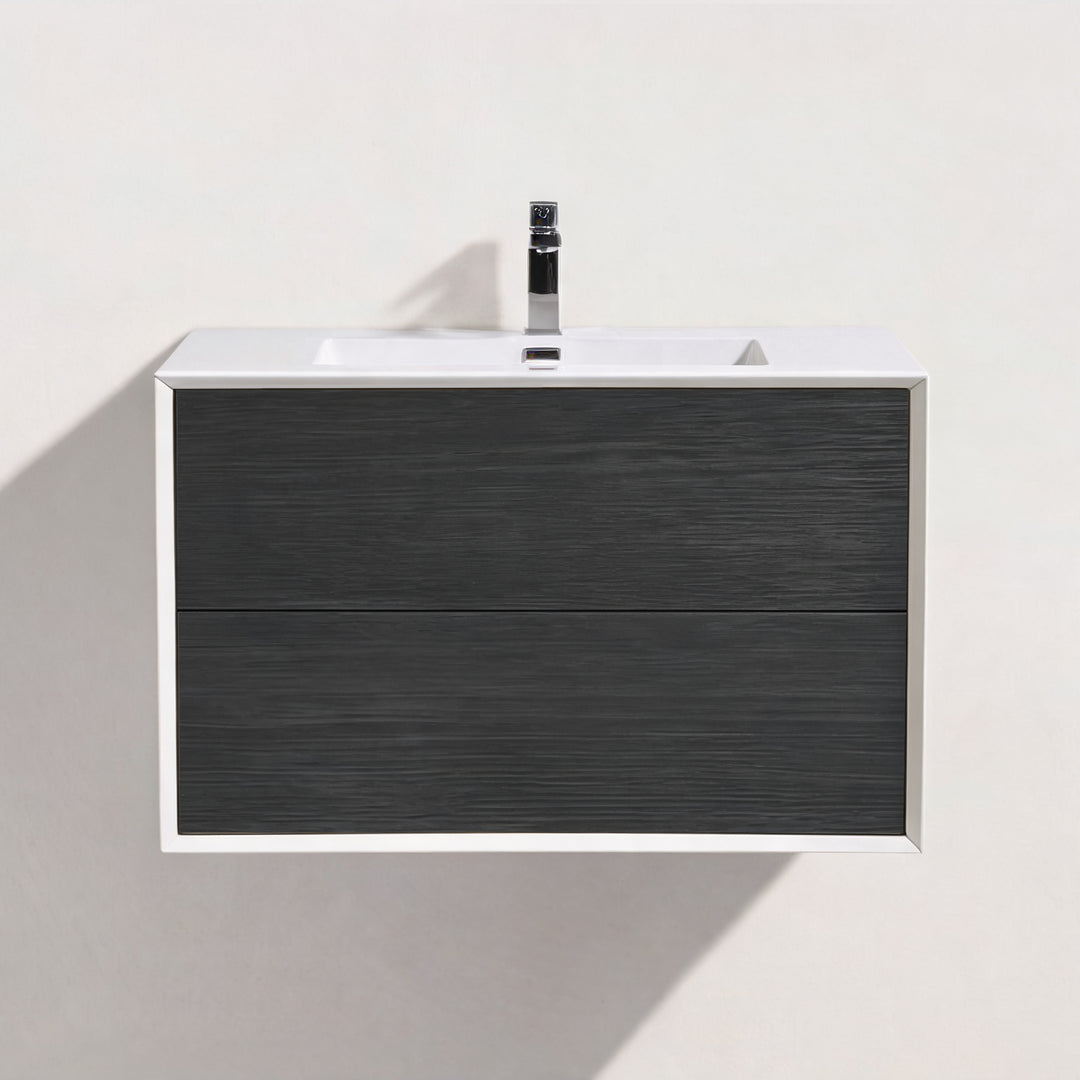 BAI Monza 36-inch Floating Bathroom Vanity with Gloss White Sink