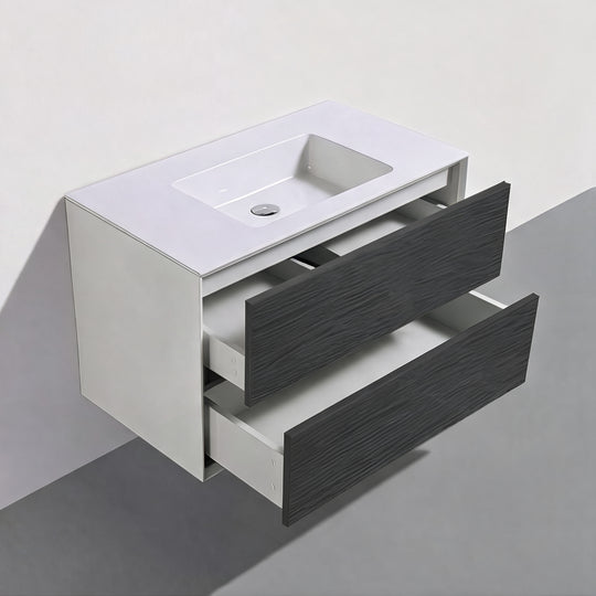 BAI Monza 36-inch Floating Bathroom Vanity with Gloss White Sink