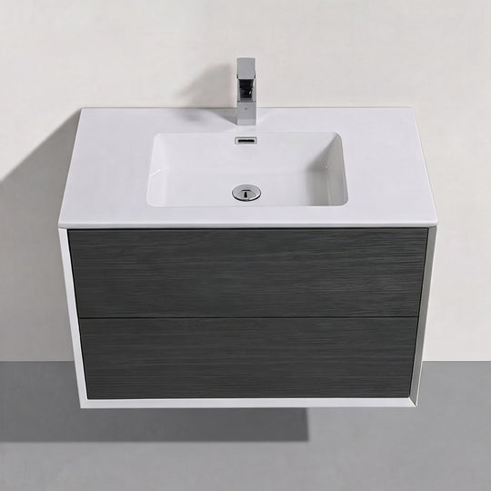 BAI Monza 36-inch Floating Bathroom Vanity with Gloss White Sink