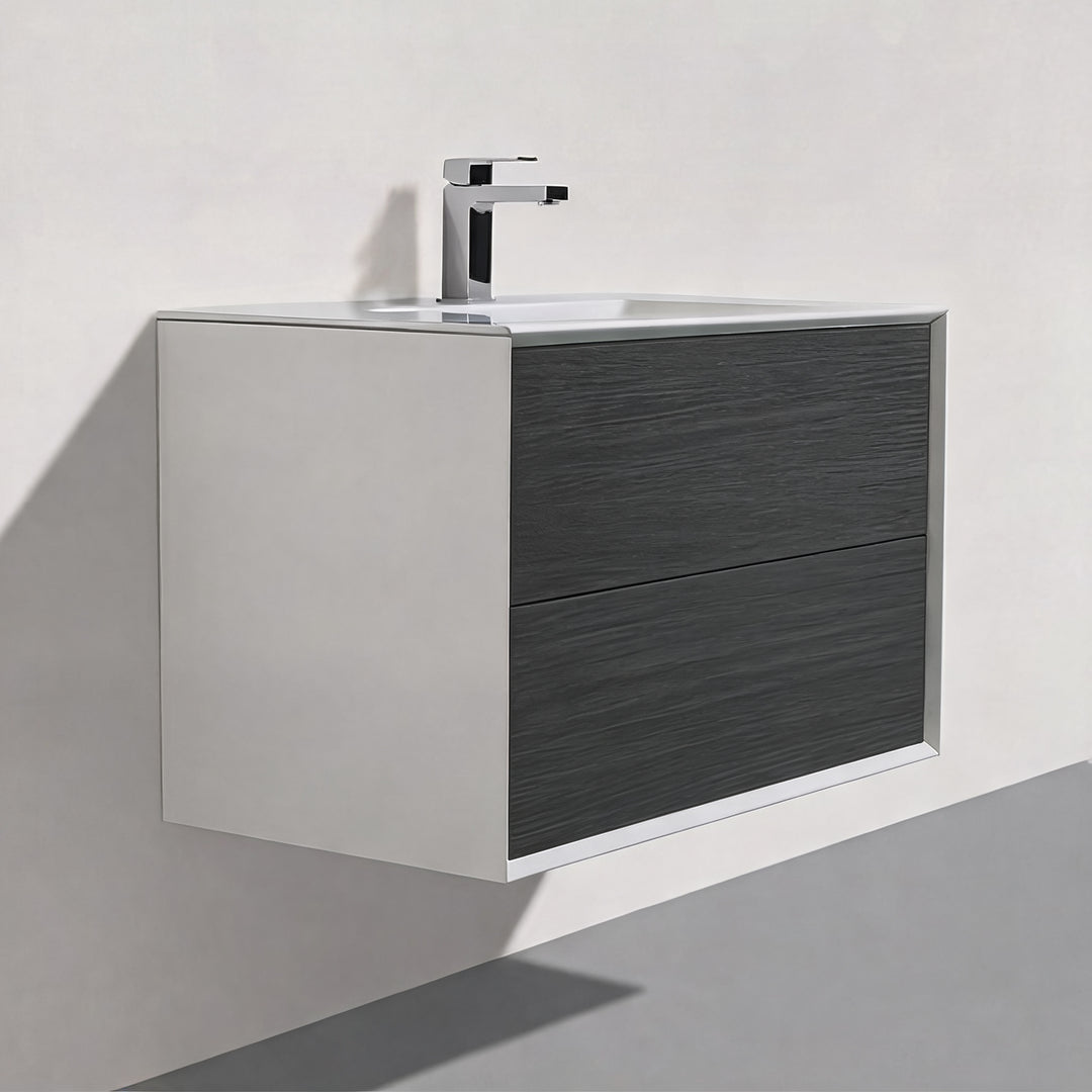 BAI Monza 36-inch Floating Bathroom Vanity with Gloss White Sink