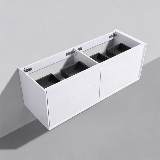 BAI Monza 59-inch Floating Bathroom Vanity with Gloss White Double Sink