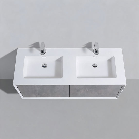 BAI Monza 59-inch Floating Bathroom Vanity with Gloss White Double Sink