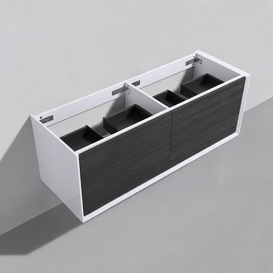 BAI Monza 59-inch Floating Bathroom Vanity with Gloss White Double Sink