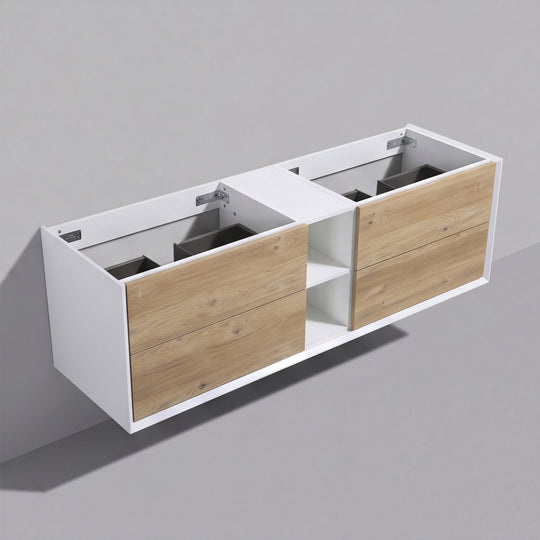 BAI Monza 75-inch Floating Bathroom Vanity with Gloss White Double Sink