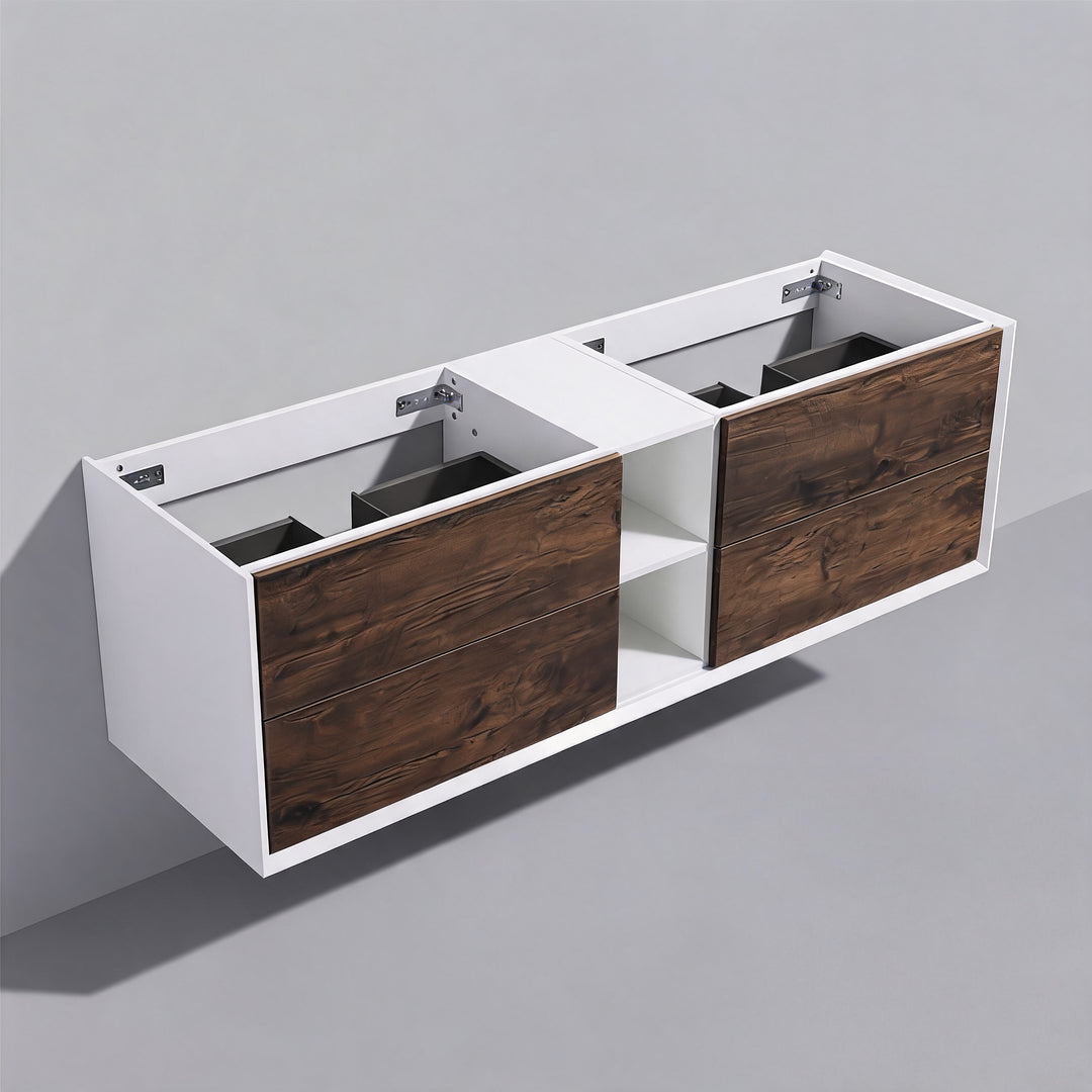 BAI Monza 75-inch Floating Bathroom Vanity with Gloss White Double Sink