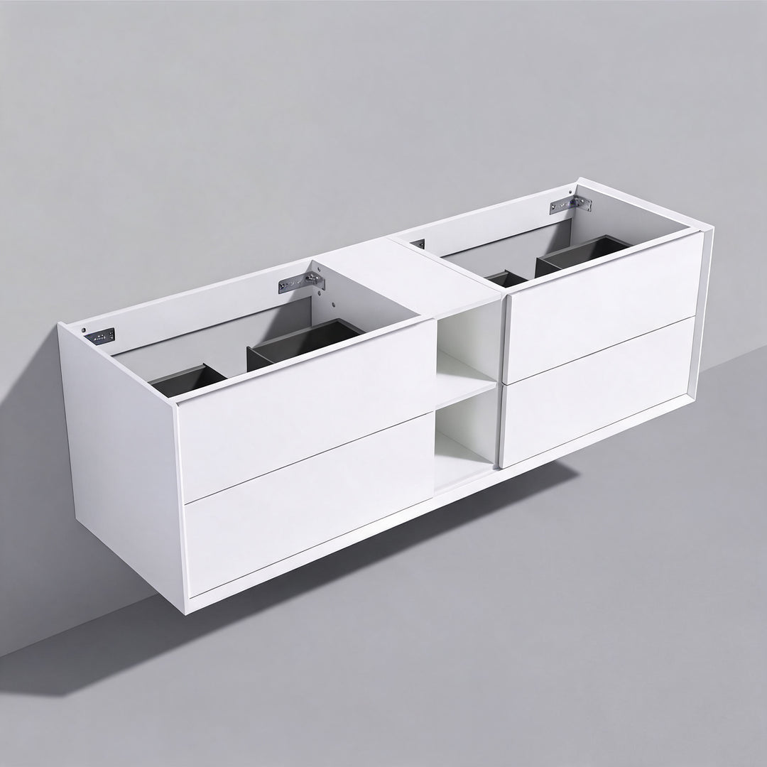 BAI Monza 75-inch Floating Bathroom Vanity with Gloss White Double Sink