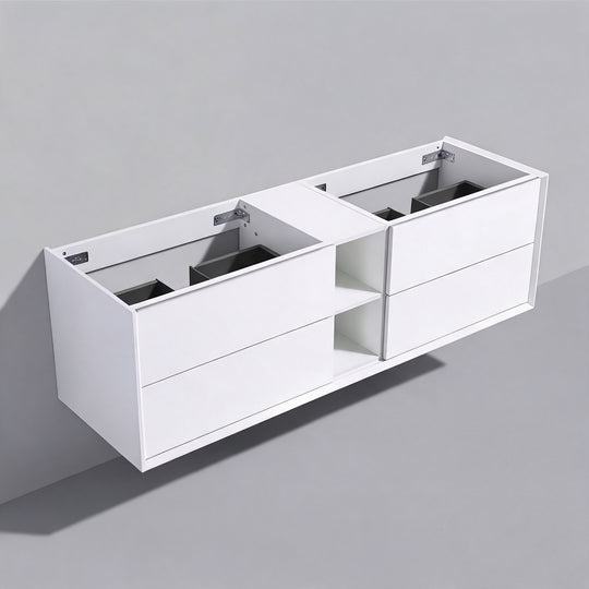 BAI Monza 75-inch Floating Bathroom Vanity with Gloss White Double Sink