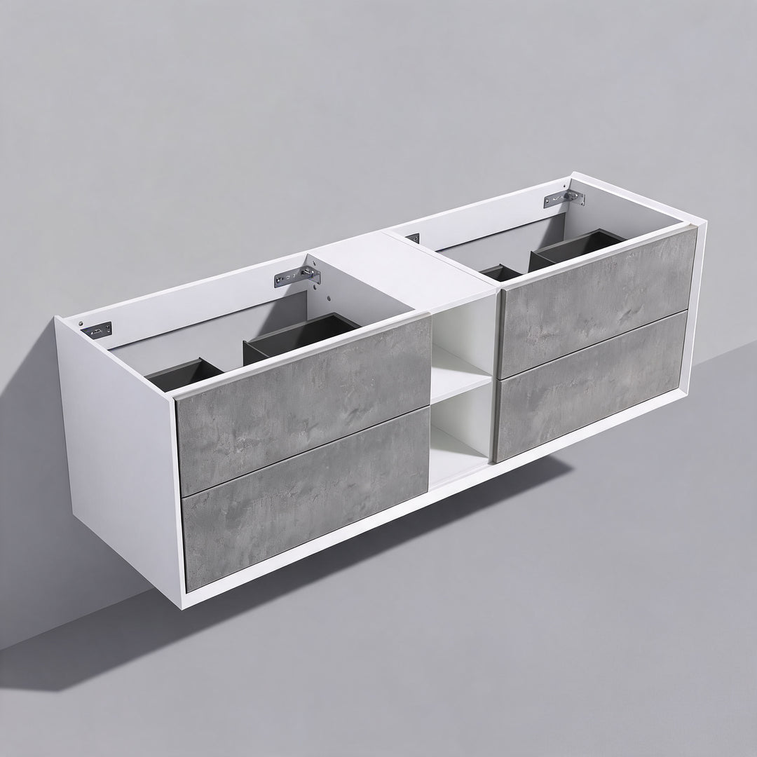 BAI Monza 75-inch Floating Bathroom Vanity with Gloss White Double Sink