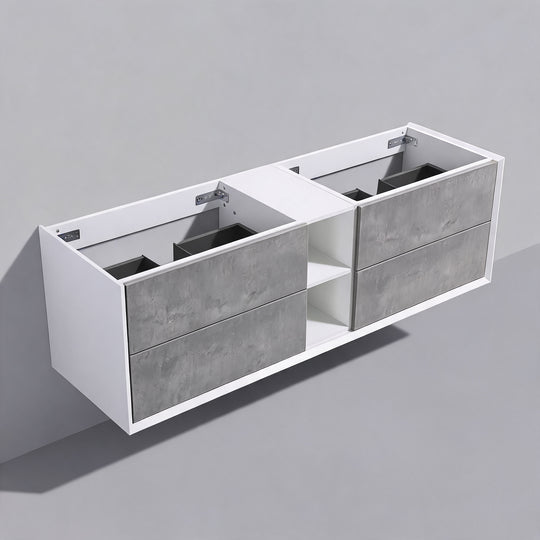 BAI Monza 75-inch Floating Bathroom Vanity with Gloss White Double Sink