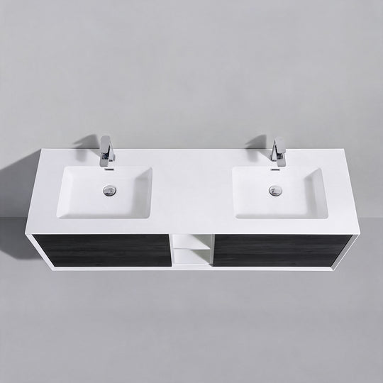 BAI Monza 75-inch Floating Bathroom Vanity with Gloss White Double Sink