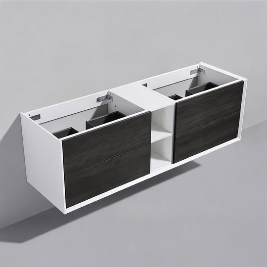 BAI Monza 75-inch Floating Bathroom Vanity with Gloss White Double Sink