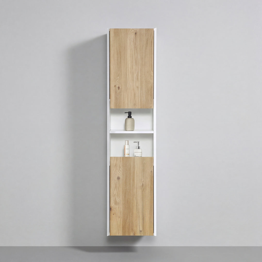 BAI Monza 16-inch Floating Bathroom Side Cabinet with Two Reversible Doors