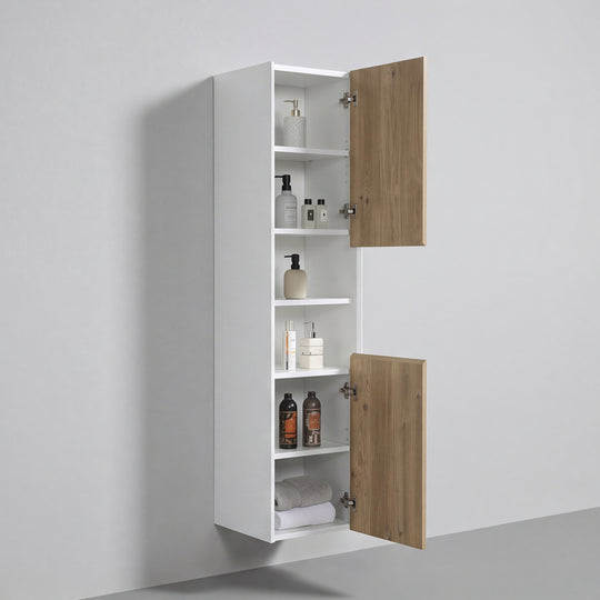 BAI Monza 16-inch Floating Bathroom Side Cabinet with Two Reversible Doors