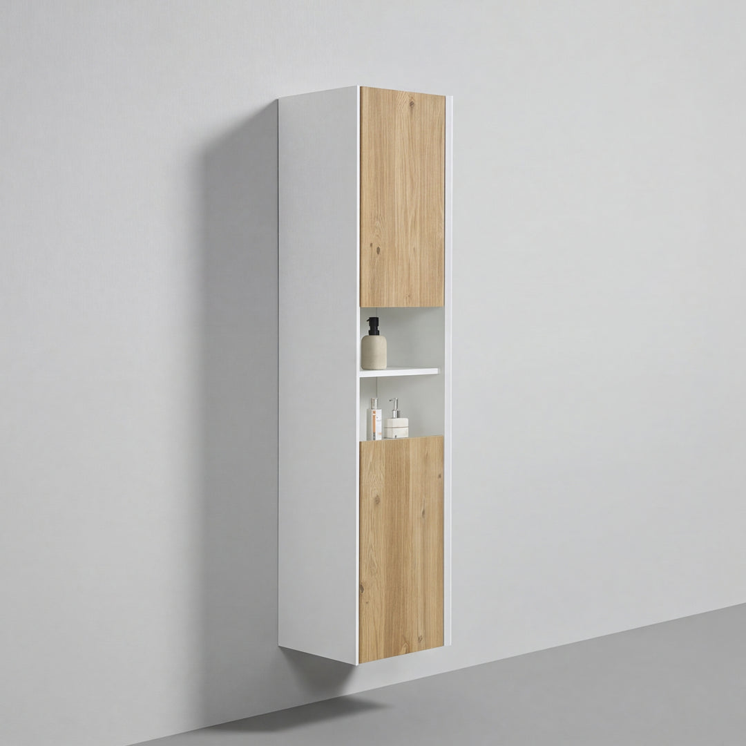 BAI Monza 16-inch Floating Bathroom Side Cabinet with Two Reversible Doors
