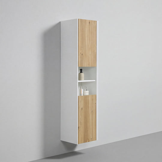 BAI Monza 16-inch Floating Bathroom Side Cabinet with Two Reversible Doors