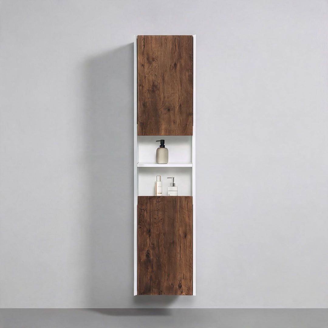 BAI Monza 16-inch Floating Bathroom Side Cabinet with Two Reversible Doors