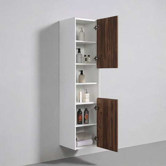 BAI Monza 16-inch Floating Bathroom Side Cabinet with Two Reversible Doors