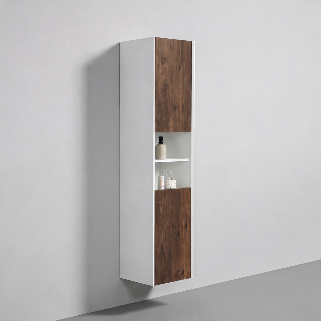 BAI Monza 16-inch Floating Bathroom Side Cabinet with Two Reversible Doors
