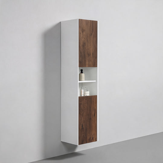 BAI Monza 16-inch Floating Bathroom Side Cabinet with Two Reversible Doors