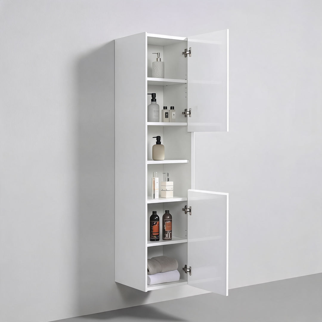 BAI Monza 16-inch Floating Bathroom Side Cabinet with Two Reversible Doors