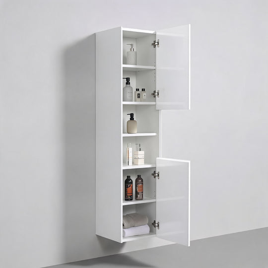 BAI Monza 16-inch Floating Bathroom Side Cabinet with Two Reversible Doors