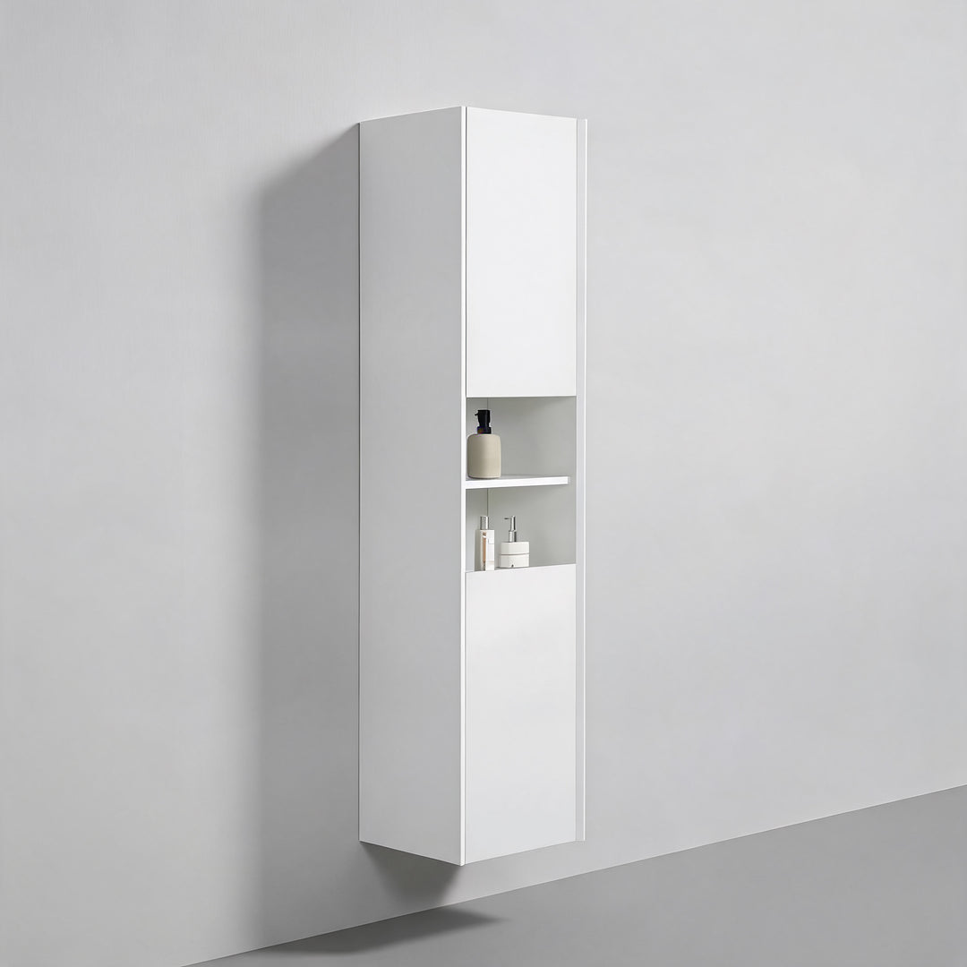 BAI Monza 16-inch Floating Bathroom Side Cabinet with Two Reversible Doors