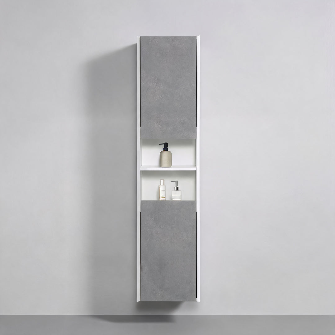BAI Monza 16-inch Floating Bathroom Side Cabinet with Two Reversible Doors