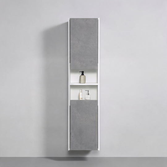 BAI Monza 16-inch Floating Bathroom Side Cabinet with Two Reversible Doors