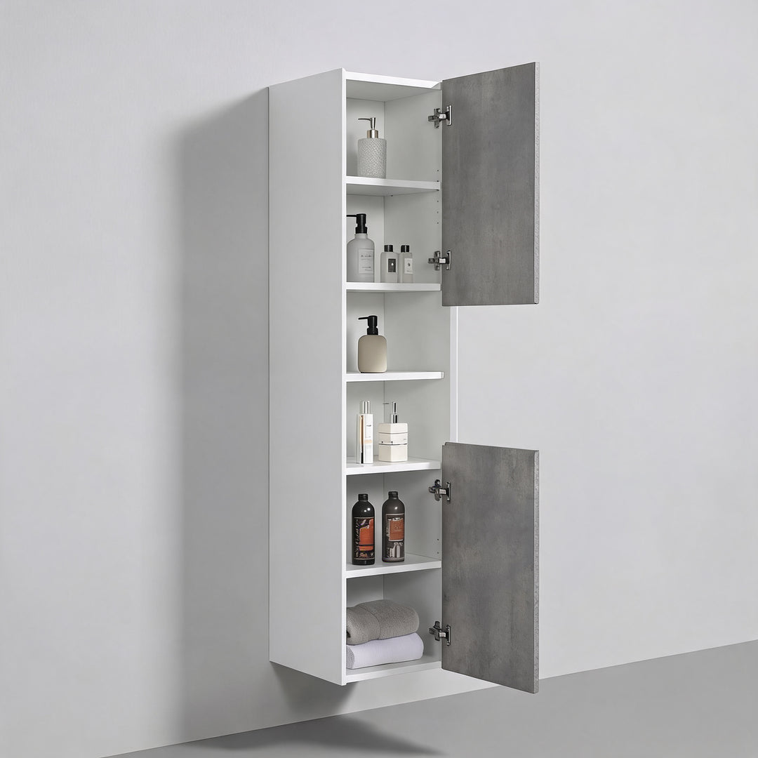 BAI Monza 16-inch Floating Bathroom Side Cabinet with Two Reversible Doors