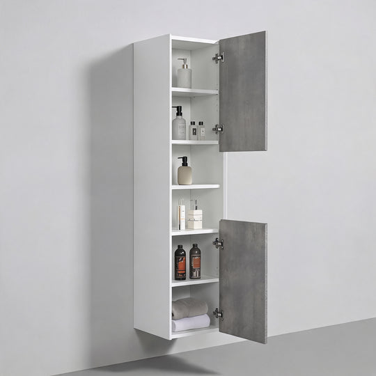 BAI Monza 16-inch Floating Bathroom Side Cabinet with Two Reversible Doors