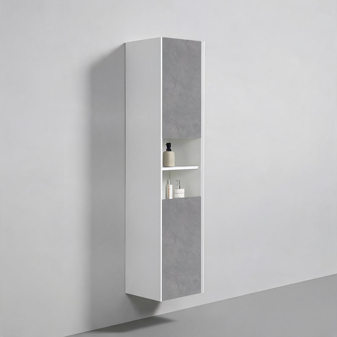 BAI Monza 16-inch Floating Bathroom Side Cabinet with Two Reversible Doors