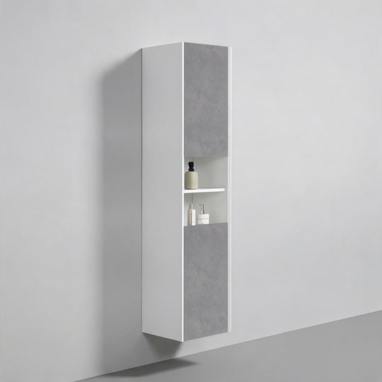 BAI Monza 16-inch Floating Bathroom Side Cabinet with Two Reversible Doors