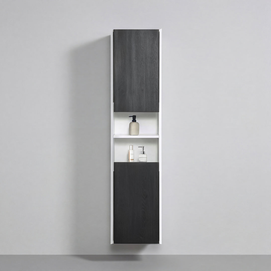 BAI Monza 16-inch Floating Bathroom Side Cabinet with Two Reversible Doors