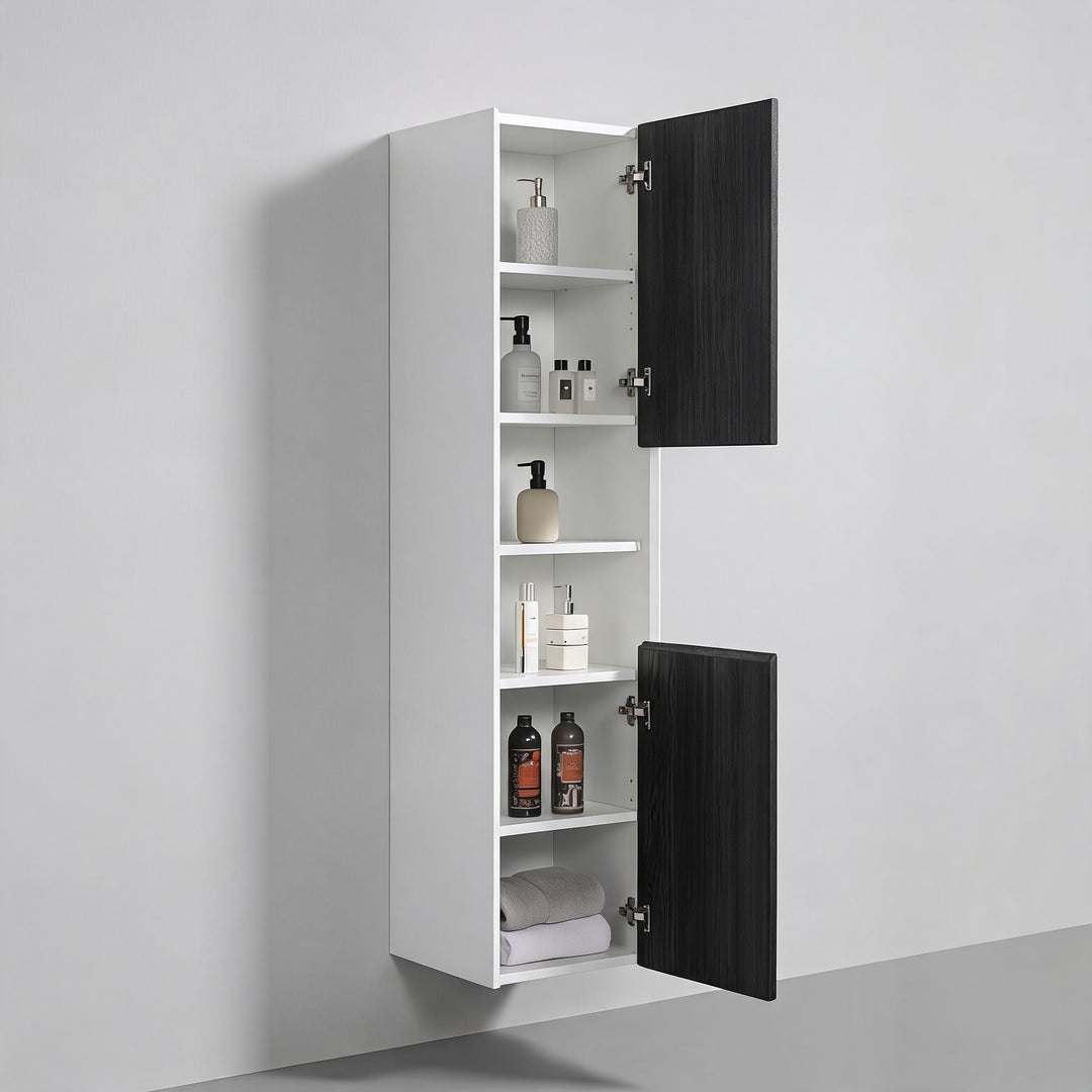 BAI Monza 16-inch Floating Bathroom Side Cabinet with Two Reversible Doors