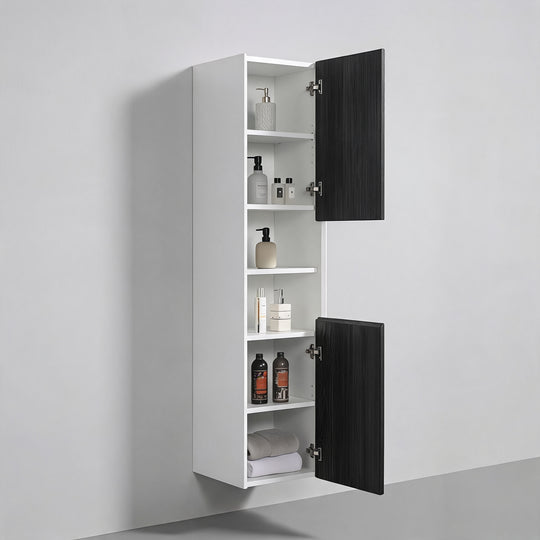 BAI Monza 16-inch Floating Bathroom Side Cabinet with Two Reversible Doors