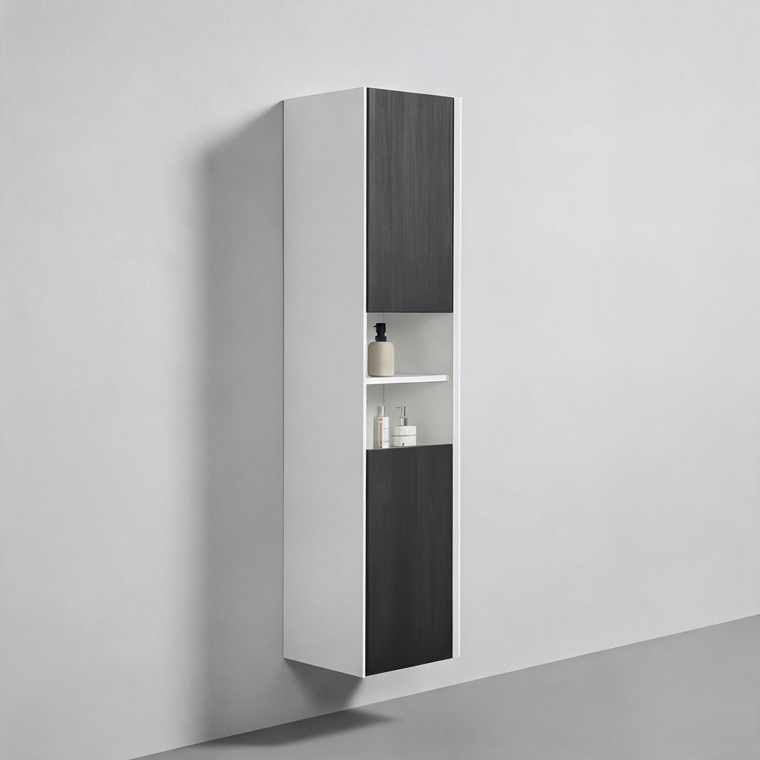 BAI Monza 16-inch Floating Bathroom Side Cabinet with Two Reversible Doors
