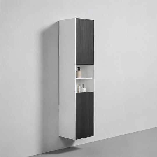 BAI Monza 16-inch Floating Bathroom Side Cabinet with Two Reversible Doors