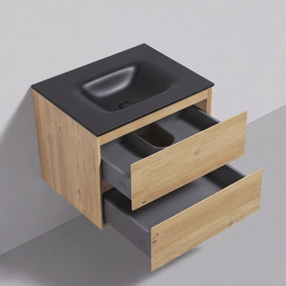 BAI Sonoma 26-inch Floating Bathroom Vanity with Matte Black Sink