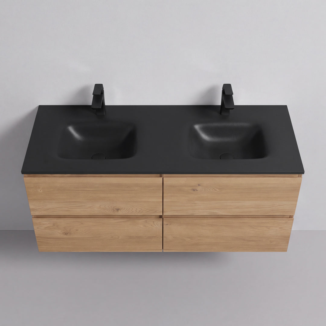 BAI Sonoma 52-inch Floating Bathroom Vanity with Matte Black Double Sink