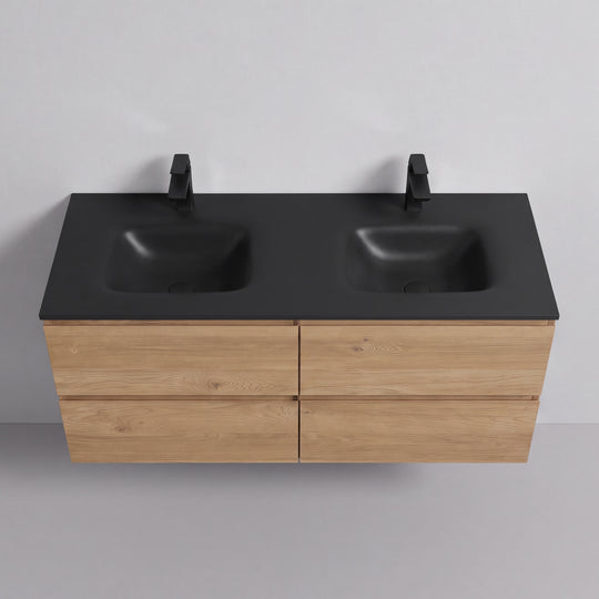 BAI Sonoma 52-inch Floating Bathroom Vanity with Matte Black Double Sink