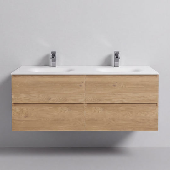 BAI Sonoma 52-inch Floating Bathroom Vanity with Matte White Double Sink