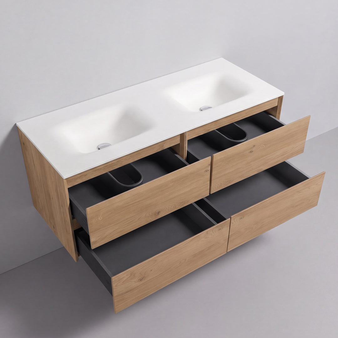 BAI Sonoma 52-inch Floating Bathroom Vanity with Matte White Double Sink