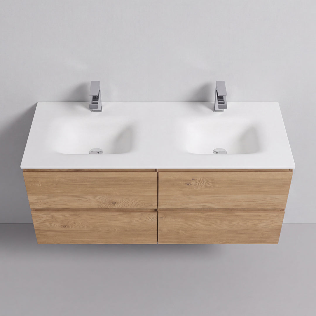 BAI Sonoma 52-inch Floating Bathroom Vanity with Matte White Double Sink