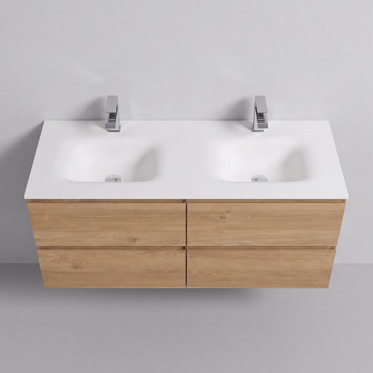 BAI Sonoma 52-inch Floating Bathroom Vanity with Matte White Double Sink