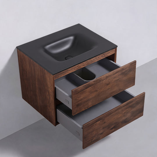 BAI Sonoma 26-inch Floating Bathroom Vanity with Matte Black Sink